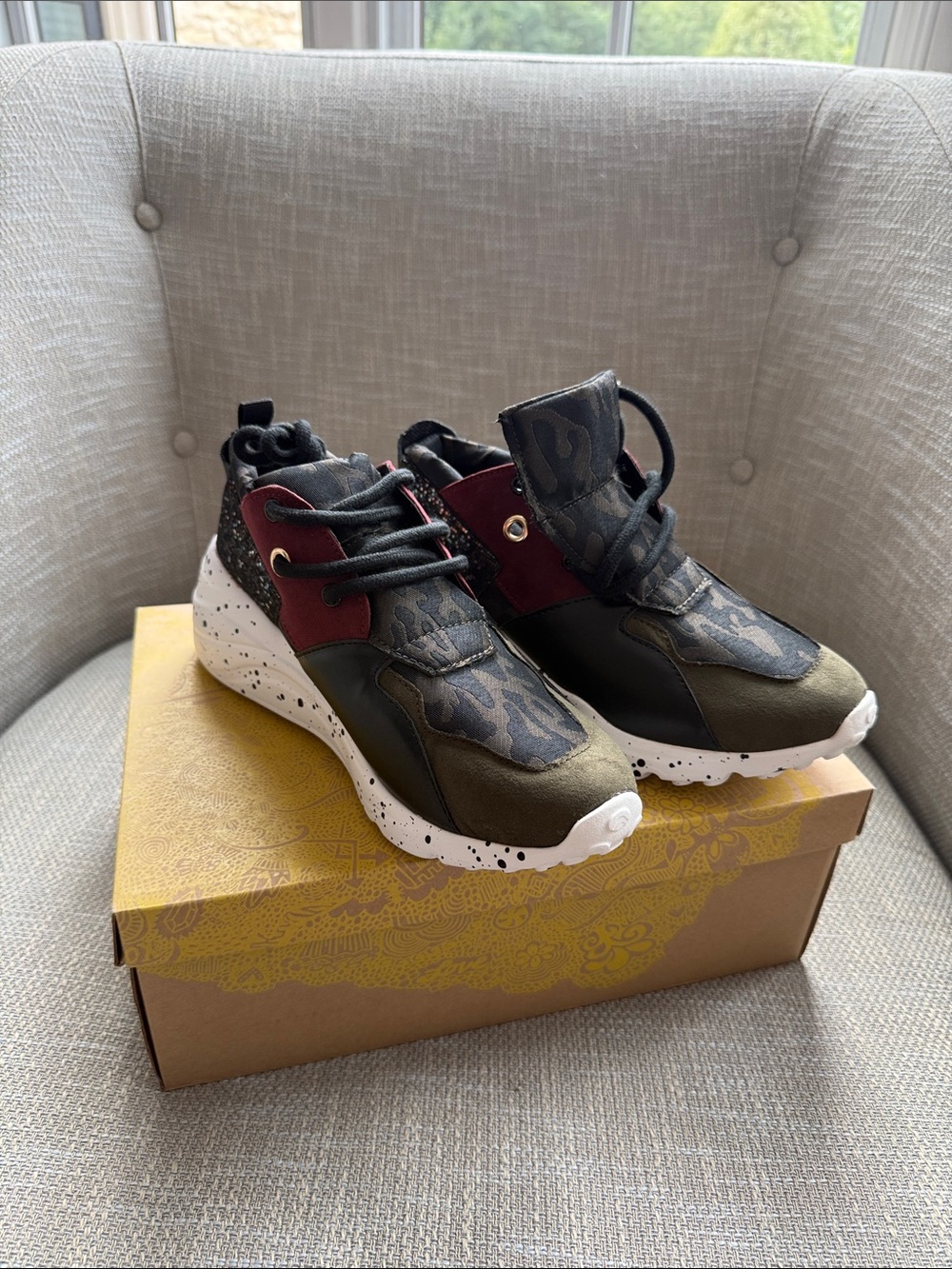 Mix No. 6 Olive, Black and Maroon High-Top Sneakers